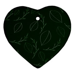 Leaves Leaf Foliage Plant  Background Heart Ornament (two Sides)