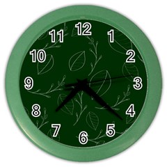 Leaves Leaf Foliage Plant  Background Color Wall Clock by danenraven