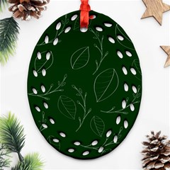 Leaves Leaf Foliage Plant  Background Ornament (oval Filigree) by danenraven