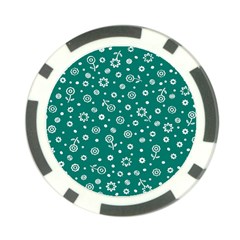 Flowers Floral Background Green Poker Chip Card Guard by danenraven