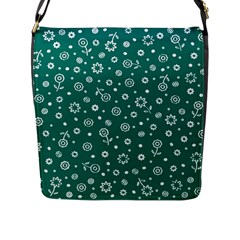 Flowers Floral Background Green Flap Closure Messenger Bag (l) by danenraven