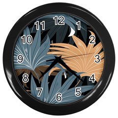 Leaves Background Digital Paper Wall Clock (black) by danenraven