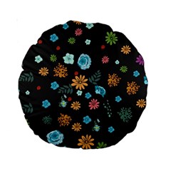 Flowers-leaves Leaf Background Floral Flora Standard 15  Premium Round Cushions by danenraven