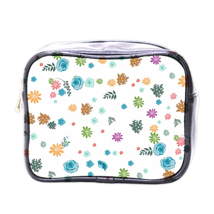 Flower Leaf Leaves Background Floral Mini Toiletries Bag (One Side)