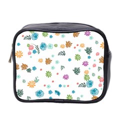 Flower Leaf Leaves Background Floral Mini Toiletries Bag (two Sides) by danenraven