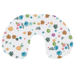 Flower Leaf Leaves Background Floral Travel Neck Pillow by danenraven