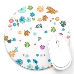 Flowers Flower Leaf Leaves Background Floral Flora Round Mousepads by danenraven