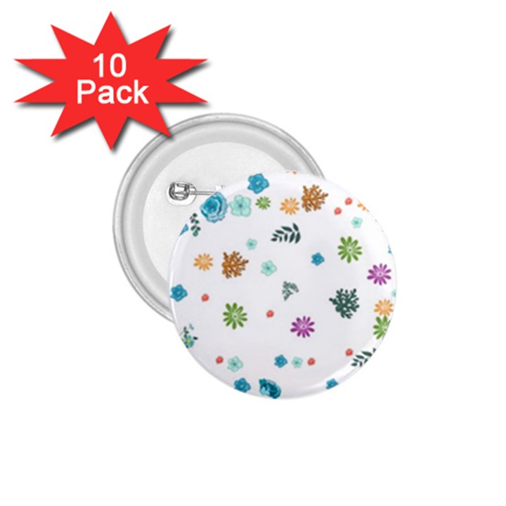 Flowers Flower Leaf Leaves Background Floral Flora 1.75  Buttons (10 pack)