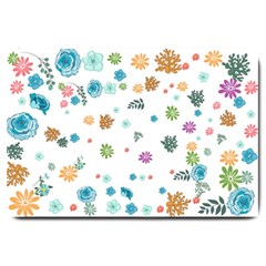 Flowers Flower Leaf Leaves Background Floral Flora Large Doormat  by danenraven