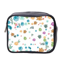 Flowers Flower Leaf Leaves Background Floral Flora Mini Toiletries Bag (two Sides) by danenraven