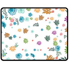 Flowers Flower Leaf Leaves Background Floral Flora Fleece Blanket (medium)  by danenraven