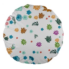 Flowers Flower Leaf Leaves Background Floral Flora Large 18  Premium Round Cushions by danenraven