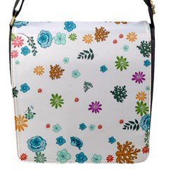 Flowers Flower Leaf Leaves Background Floral Flora Flap Closure Messenger Bag (s) by danenraven