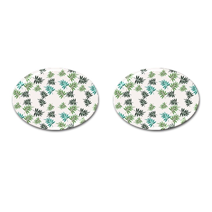 Leaves Leaf Green Nature Cufflinks (Oval)