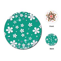 Illustration Background Daisy Flower Floral Playing Cards Single Design (round) by danenraven