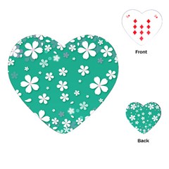 Illustration Background Daisy Flower Floral Playing Cards Single Design (heart) by danenraven