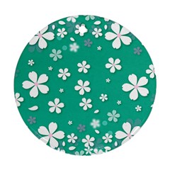 Illustration Background Daisy Flower Floral Round Ornament (two Sides) by danenraven