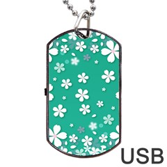 Illustration Background Daisy Flower Floral Dog Tag Usb Flash (two Sides) by danenraven