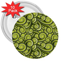 Flower Floral Flora Green 3  Buttons (10 pack) 