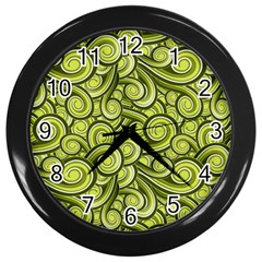 Flower Floral Flora Green Wall Clock (Black)