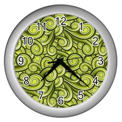 Flower Floral Flora Green Wall Clock (Silver)