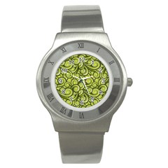 Flower Floral Flora Green Stainless Steel Watch