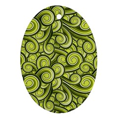 Flower Floral Flora Green Oval Ornament (Two Sides)