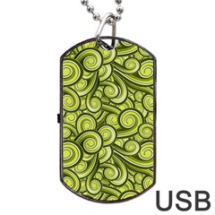 Flower Floral Flora Green Dog Tag USB Flash (One Side)