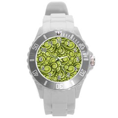 Flower Floral Flora Green Round Plastic Sport Watch (L)