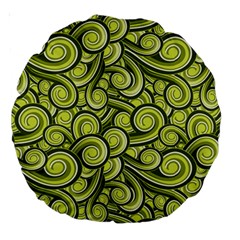 Flower Floral Flora Green Large 18  Premium Round Cushions