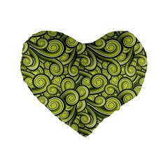 Flower Floral Flora Green Standard 16  Premium Flano Heart Shape Cushions