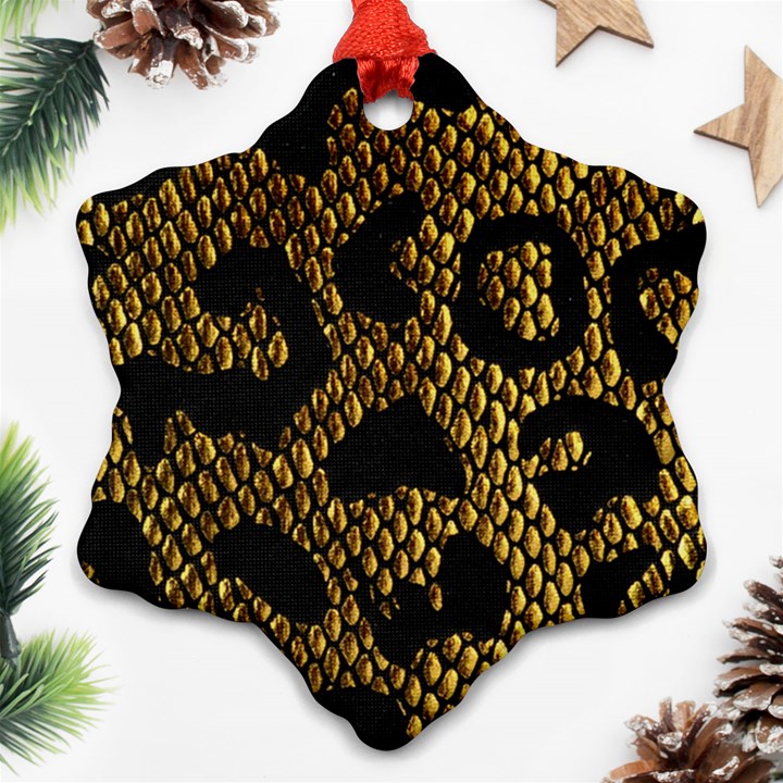 Metallic Snake Skin Pattern Snowflake Ornament (Two Sides)