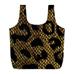 Metallic Snake Skin Pattern Full Print Recycle Bag (l) by BangZart