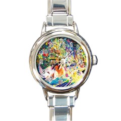 Multicolor Anime Colors Colorful Round Italian Charm Watch by BangZart