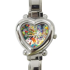 Multicolor Anime Colors Colorful Heart Italian Charm Watch by BangZart