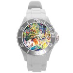 Multicolor Anime Colors Colorful Round Plastic Sport Watch (L) Front