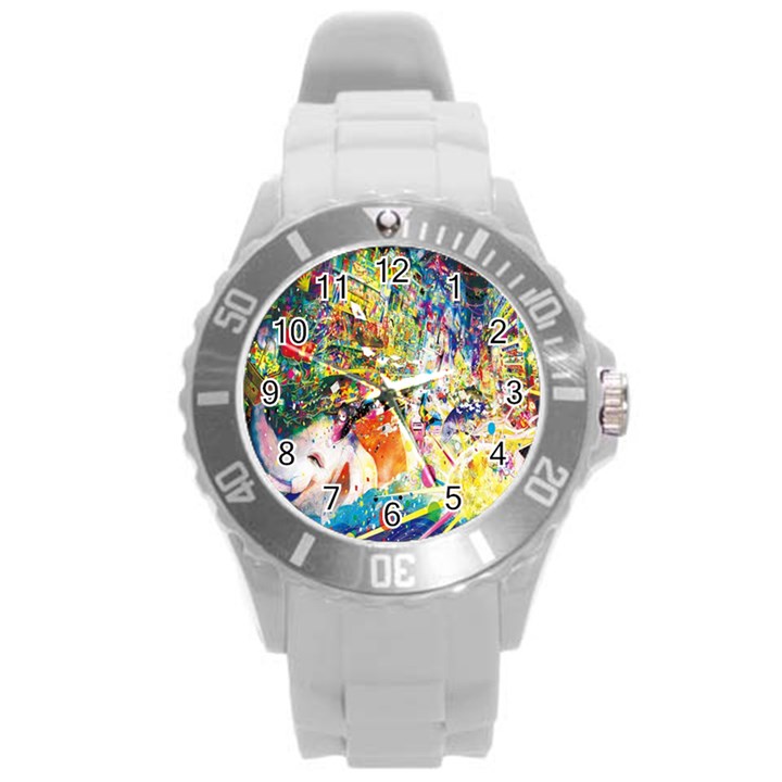 Multicolor Anime Colors Colorful Round Plastic Sport Watch (L)