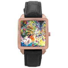 Multicolor Anime Colors Colorful Rose Gold Leather Watch  by BangZart