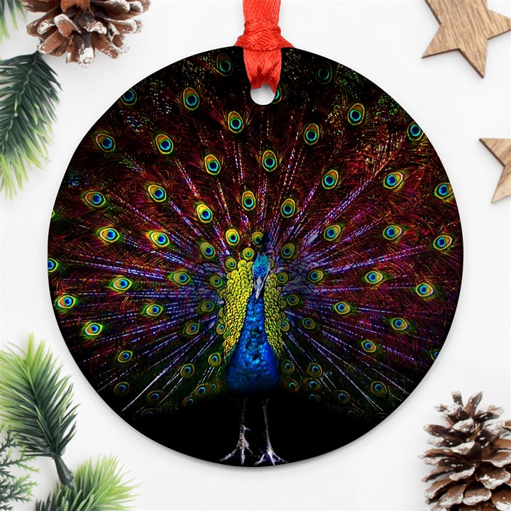 Beautiful Peacock Feather Ornament (Round)