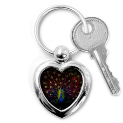 Beautiful Peacock Feather Key Chain (heart)