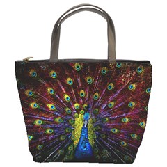 Beautiful Peacock Feather Bucket Bag