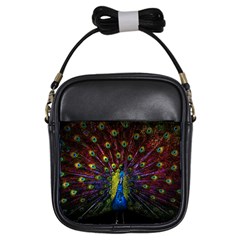 Beautiful Peacock Feather Girls Sling Bag