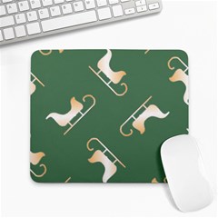 Gold Santa s Sleigh Green Print Large Mousepads