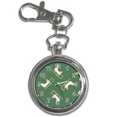 Gold Santa s Sleigh Green Print Key Chain Watches by TetiBright