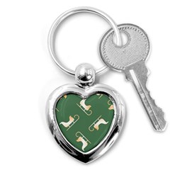 Gold Santa s Sleigh Green Print Key Chain (heart)