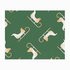 Gold Santa s Sleigh Green Print Small Glasses Cloth (2 Sides) by TetiBright