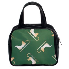 Gold Santa s Sleigh Green Print Classic Handbag (two Sides) by TetiBright