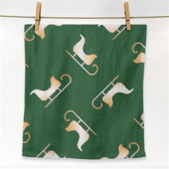 Gold Santa s Sleigh Green Print Face Towel