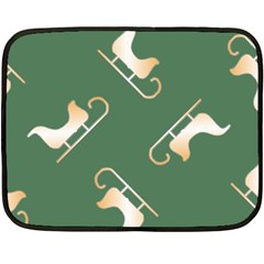 Gold Santa s Sleigh Green Print Fleece Blanket (mini) by TetiBright