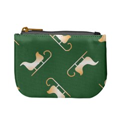 Gold Santa s Sleigh Green Print Mini Coin Purse by TetiBright